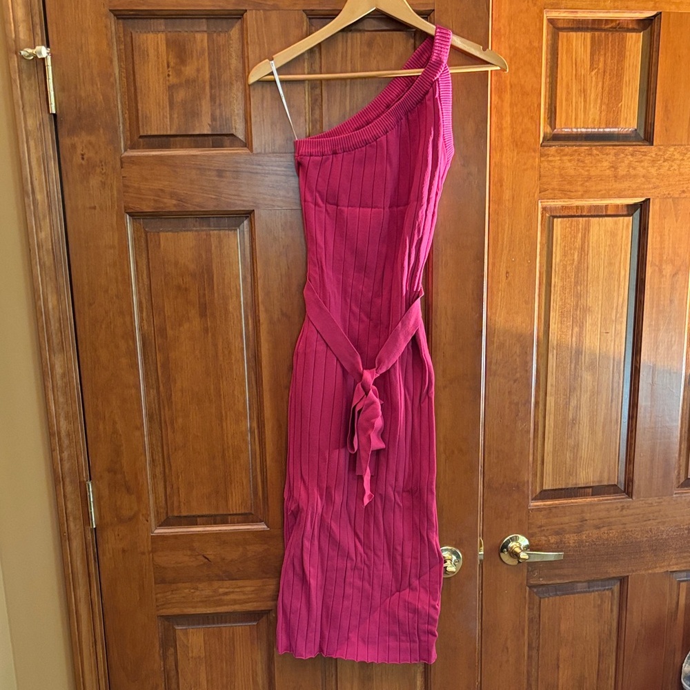 Lulu's Fuchsia One-Shoulder Dress